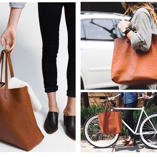 Shopper-Taschen aus echtem Leder, hellbraun, für Damen