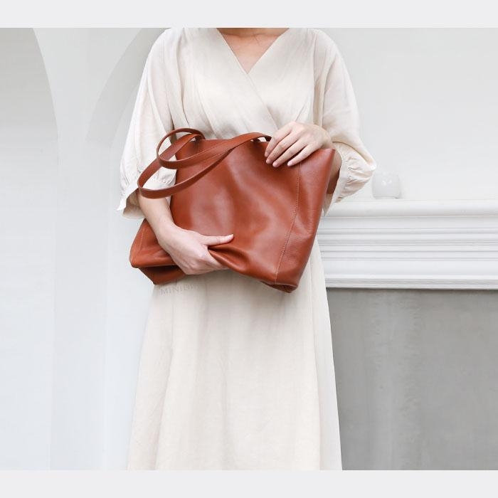 Shopper-Taschen aus echtem Leder, hellbraun, für Damen