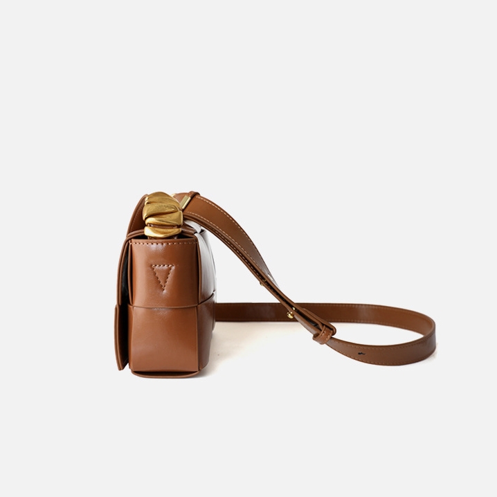 Goldene metallische gewebte Leder-kleine Handtaschen-Crossbody-Klappe-Quadrat-Geldbörse