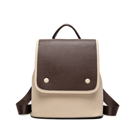 Nude and Coffee Leather Flap Vintage Backpacks