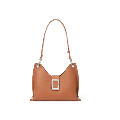 Brown Genuine Leather Buckle Shoulder Bags Office Handbags
