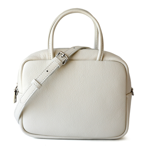 Weiße quadratische Handtaschen aus echtem Leder, Umhängetaschen mit Griff oben