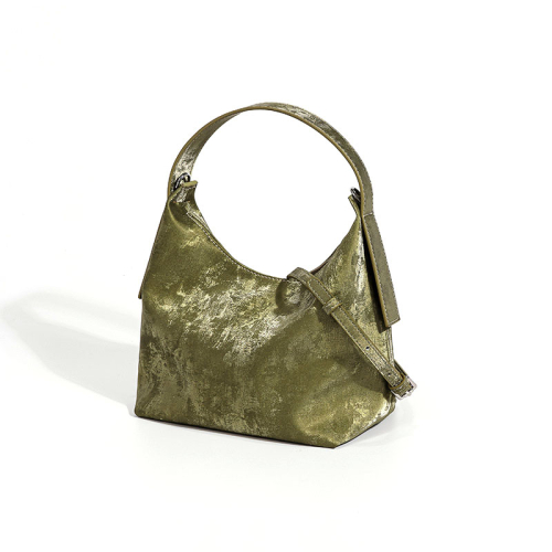 Olivgrüne Umhängetasche aus Leder mit Henkel oben, polnische Handtaschen