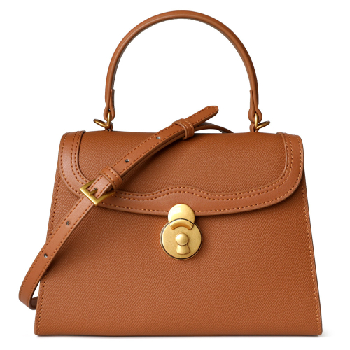 Brown Leather Top Handle Satchel Bag Flap Crossbody Dresses Handbags