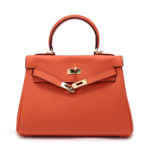 Orangefarbene Lederhandtaschen Satchel-Taschen