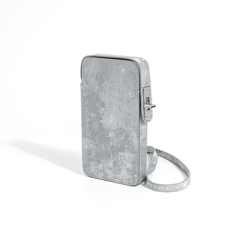 Silver Satin Cell Phone Bag Crossbody Mini Purses