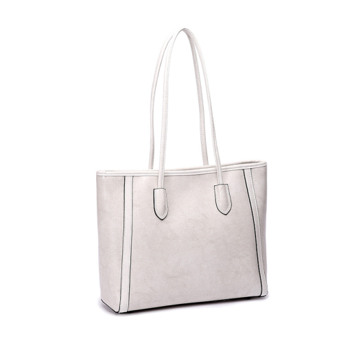 White Leather Shoulder Tote Bags Daily Handbags for Women