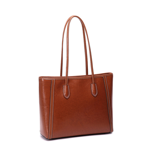 Brown Leather Shoulder Tote Bags Daily Handbags for Women